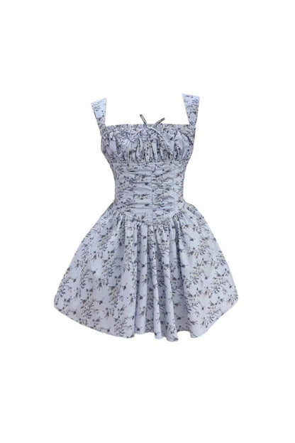 lesley blue floral print mini dress with bloomers