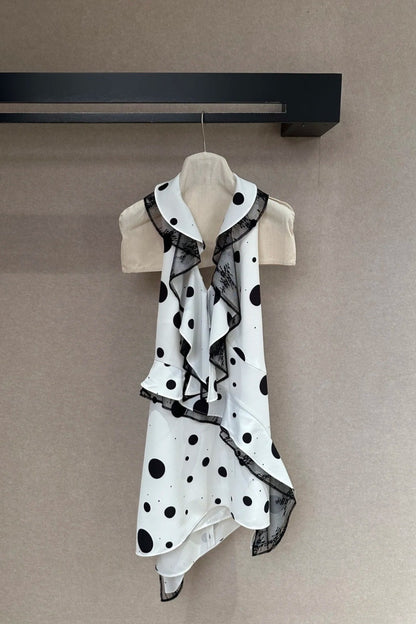 phoenix Ruffled Polka Dot Backless mini Dress in white