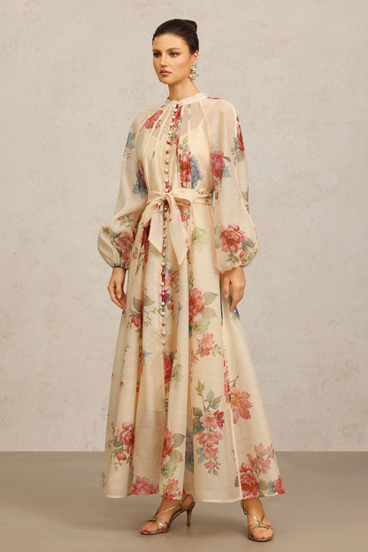 Neal Long Sleeves Floral Printed Maxi Dress
