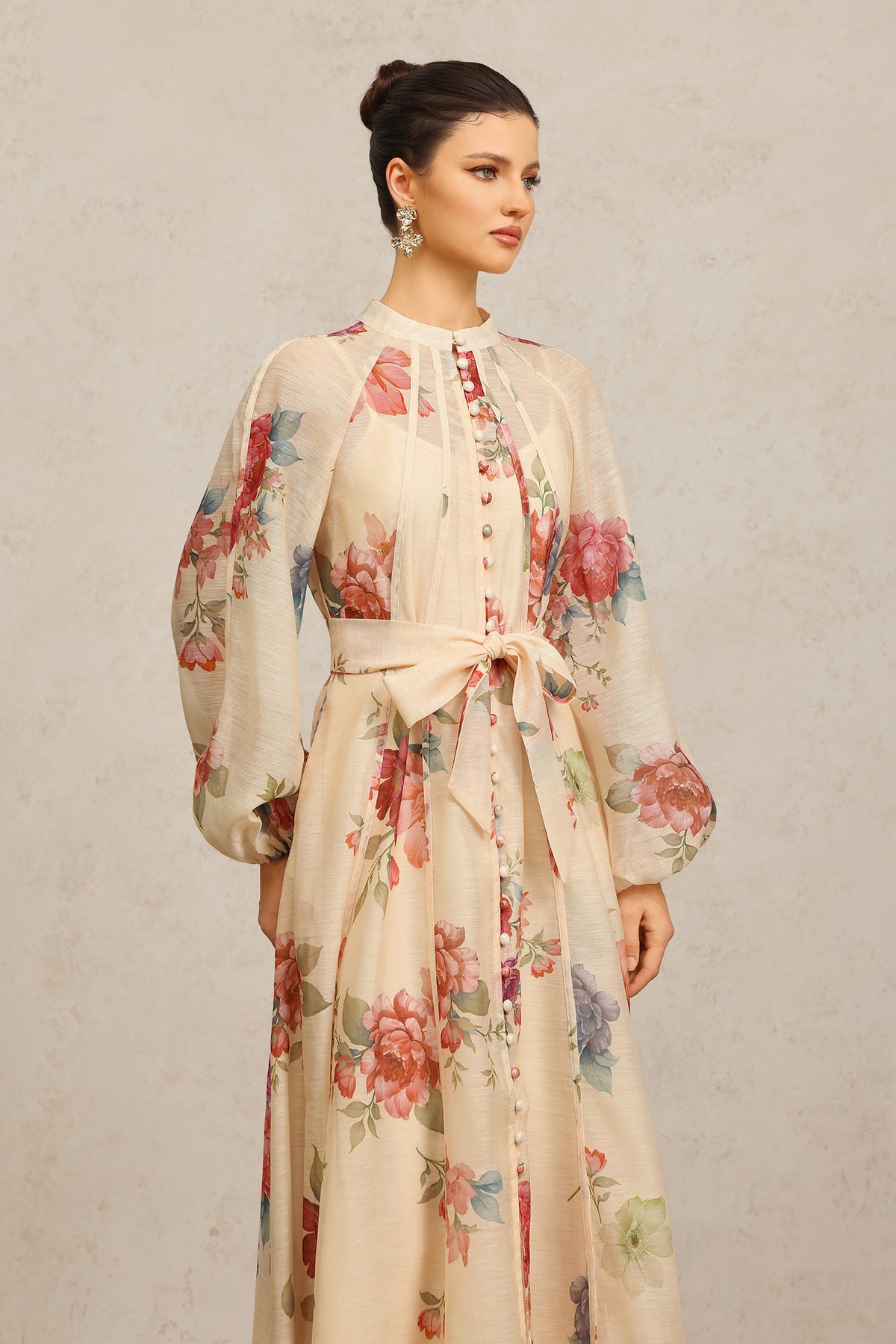 Neal Long Sleeves Floral Printed Maxi Dress