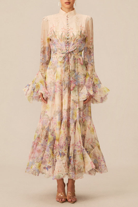Alessia Long Sleeve Floral Mock Neck Maxi Dress