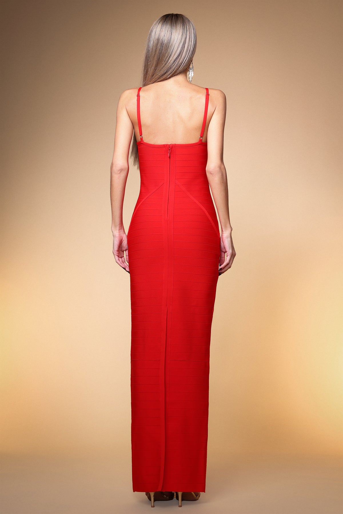 nancy hollow Bandage Maxi Dress in red