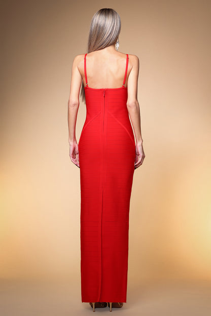 nancy hollow Bandage Maxi Dress in red