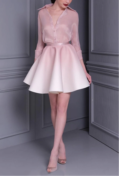 Light pink shirt suit mini dress