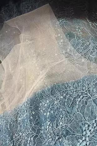 BLUE BEADED LACE DRESS