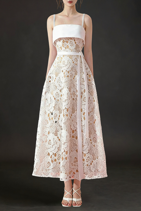 Taurus A-line Camisole Lace Midi Dress