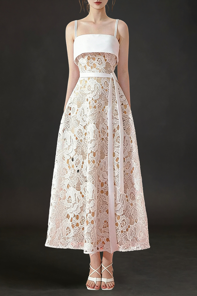 Taurus A-line Camisole Lace Midi Dress