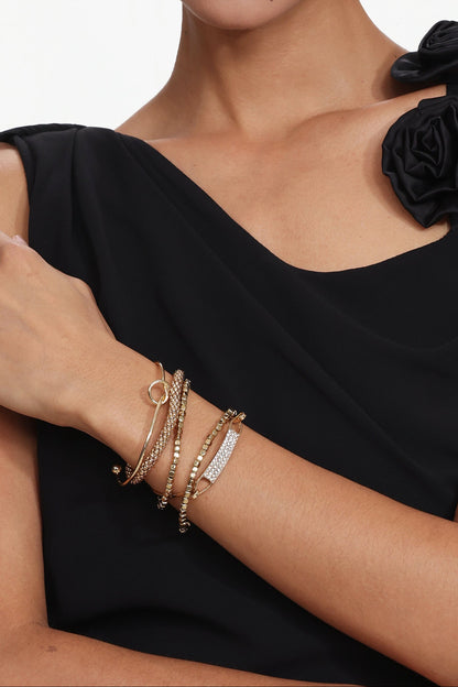 Multi-Style Stacked Gold Bracelet Set