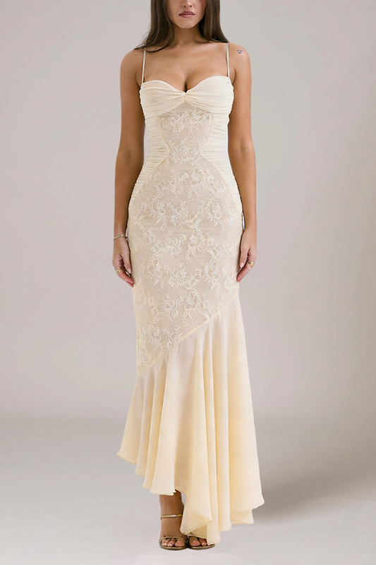 Audrey chiffon & lace midi dress