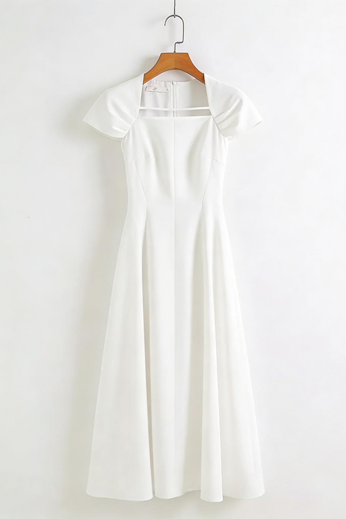MYRNA SQUARE NECKLINE A-LINE MIDI DRESS