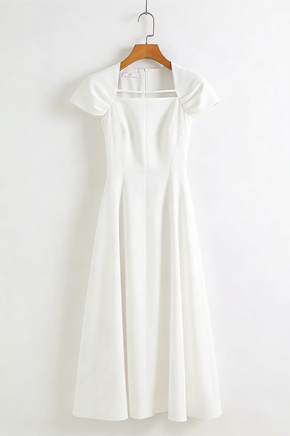 MYRNA SQUARE NECKLINE A-LINE MIDI DRESS