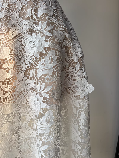 erica floral lace midi dress in white