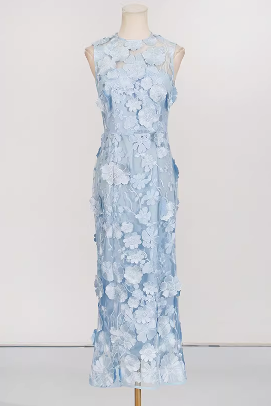 Selene Cocktail Midi Dress in Blue