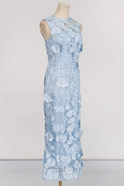 Selene Cocktail Midi Dress in Blue