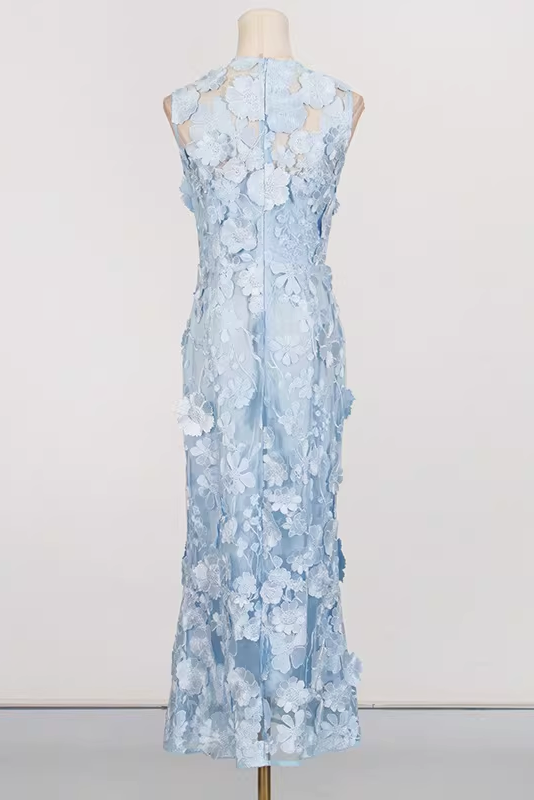 Selene Cocktail Midi Dress in Blue