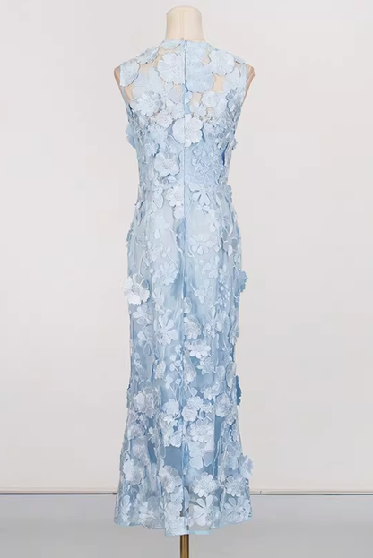 Selene Cocktail Midi Dress in Blue