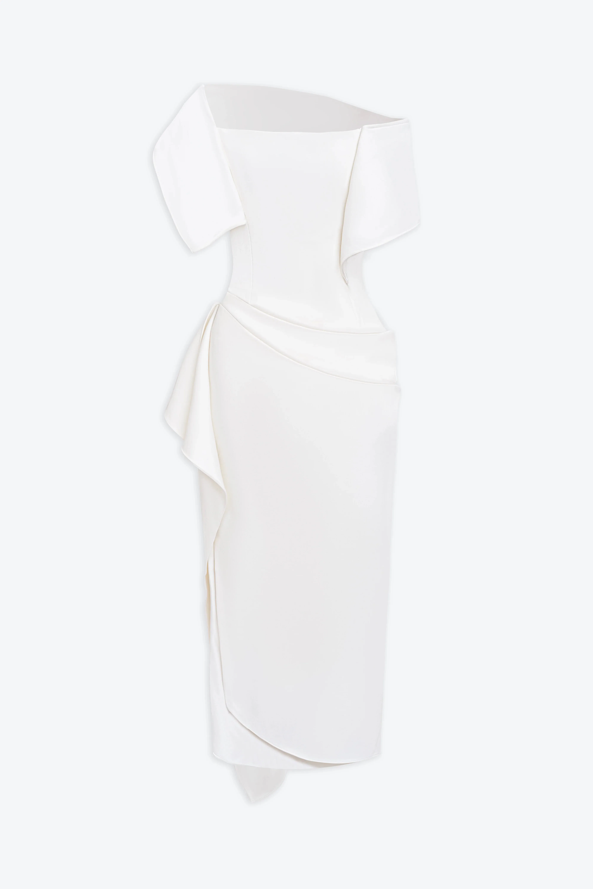 Arene Sheath Diagonal Neck Spandex Midi Dress