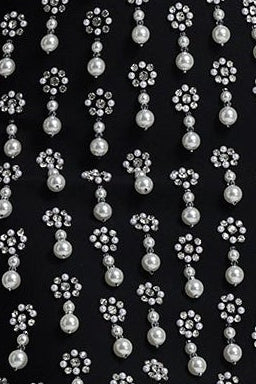 Strapless Pearl Rhinestone Cluster Bodycon Mini Dress