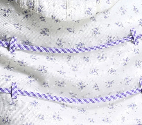 White Purple Floral Gingham Bow Strapless Corset & Mini Skirt Two-Piece Set