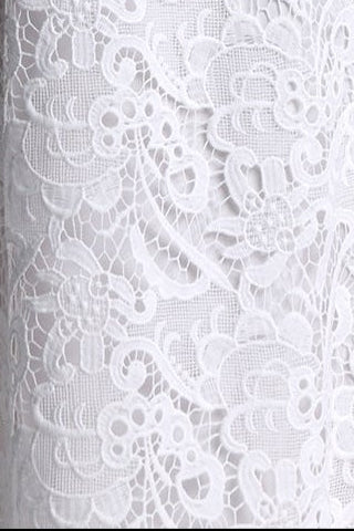 White Sleeveless Tie Neck Cargo Pocket Lace Midi Shirt Dress