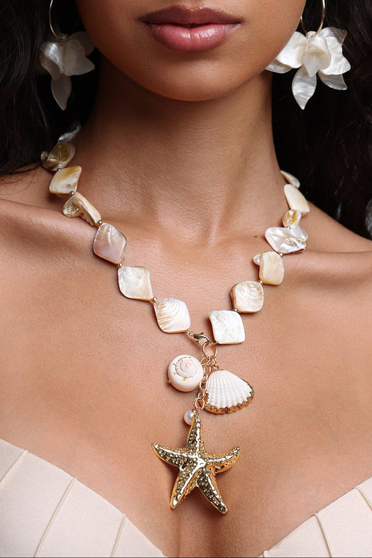 Boho Seashell Starfish Pendant Choker Necklace