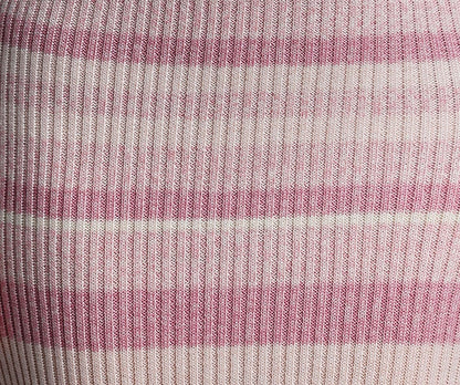 Pastel Pink Gradient Stripe Rib Knit Scoop Neck Sleeveless Midi Bodycon Dress