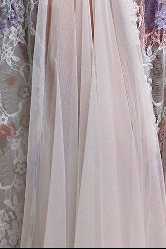 Pastel Floral Lace 3D Flower Spaghetti Strap Tulle Mermaid Midi Dress