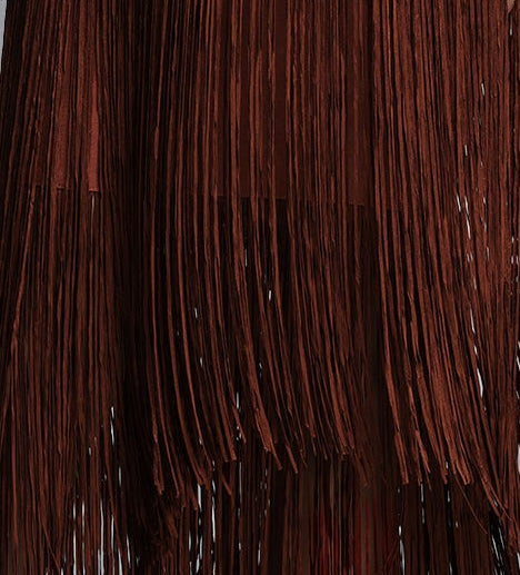 Chocolate Brown Halter Neck Draped Bodice Multi-Tier Long Fringe Bodycon Midi Party Dress