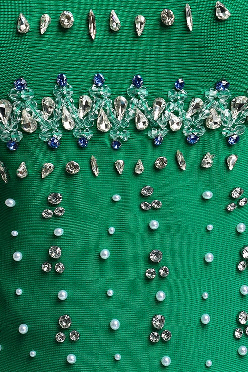 Strapless Rhinestone Pearl A-Line Mini Dress