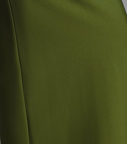 Olive Green Strapless Sweetheart Full Rhinestone Beaded Peplum Waist Mermaid Floor Length Formal Gown