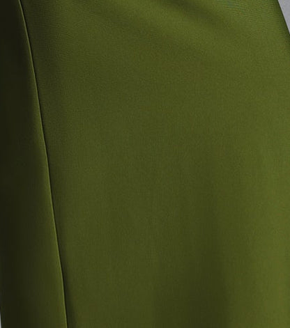 Olive Green Strapless Sweetheart Full Rhinestone Beaded Peplum Waist Mermaid Floor Length Formal Gown
