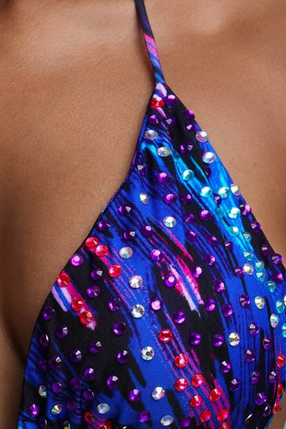 Galaxy Print Halter Tie Side Two‑Piece Bikini Set