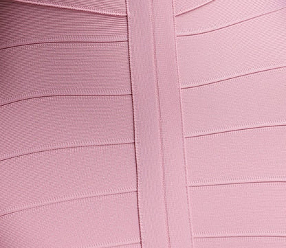 Blush Wide Strap V-Neck Bandage Mini Bodycon Dress