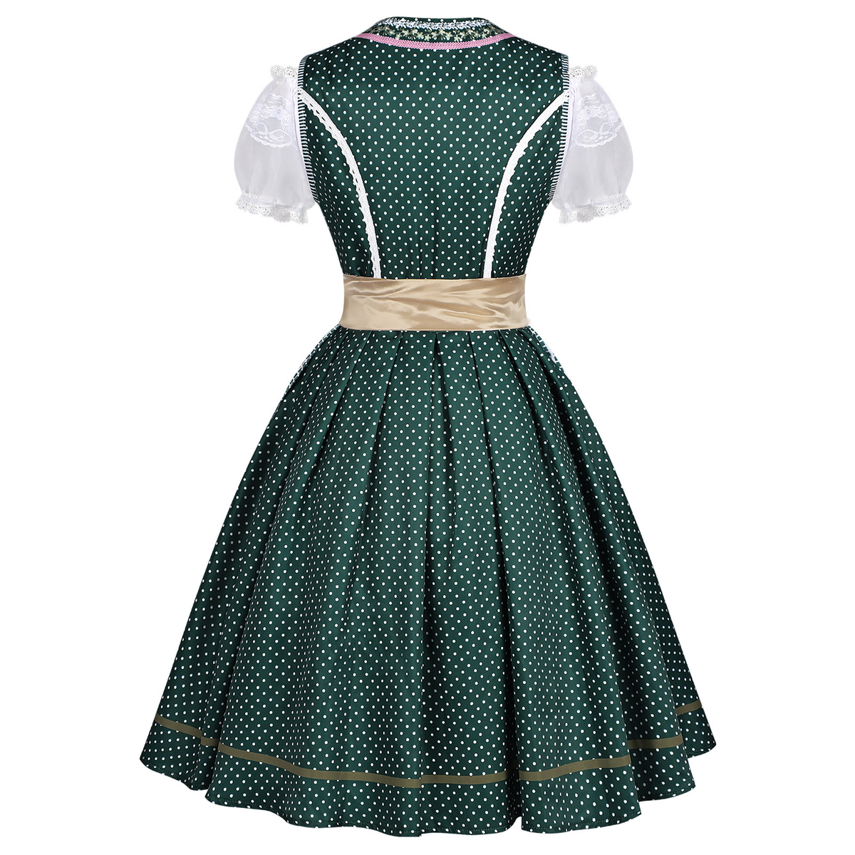 forest green cotton-blend woven fit-and-flare dirndl dress set
