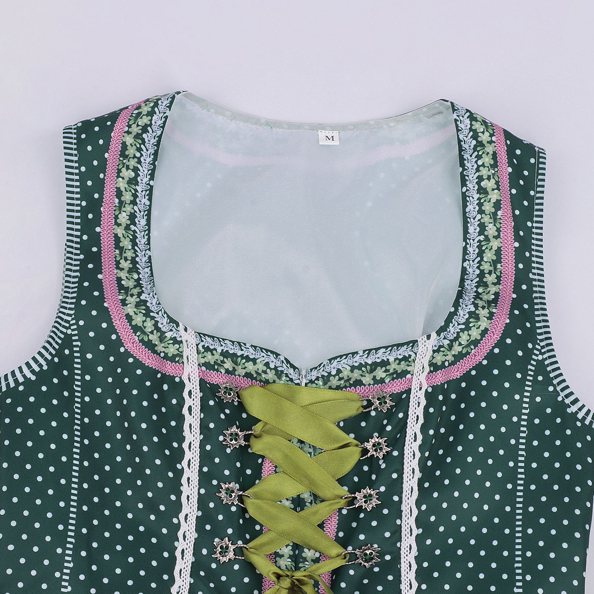 forest green cotton-blend woven fit-and-flare dirndl dress set