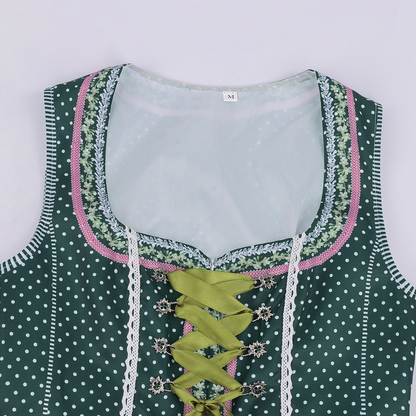 forest green cotton-blend woven fit-and-flare dirndl dress set