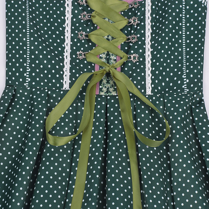 forest green cotton-blend woven fit-and-flare dirndl dress set
