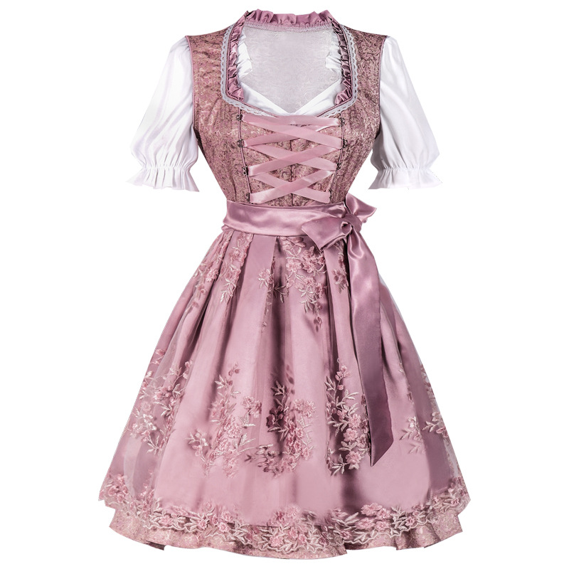 Dusty pink Jacquard/brocade Fit-and-flare Dirndl set