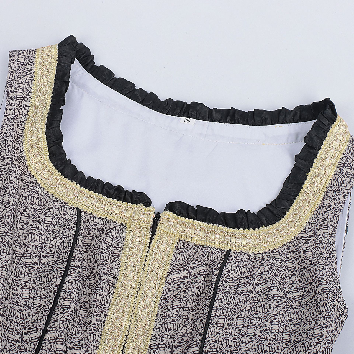 grey-brown melange textured woven jacquard fit-and-flare dirndl dress set
