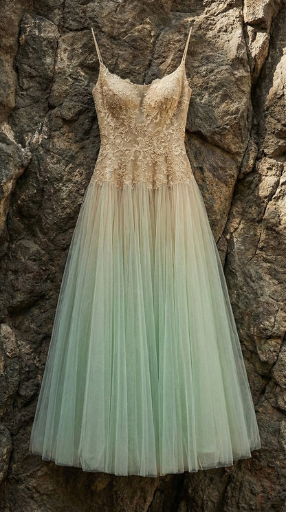 MINT OMBRE LACE MIDI DRESS