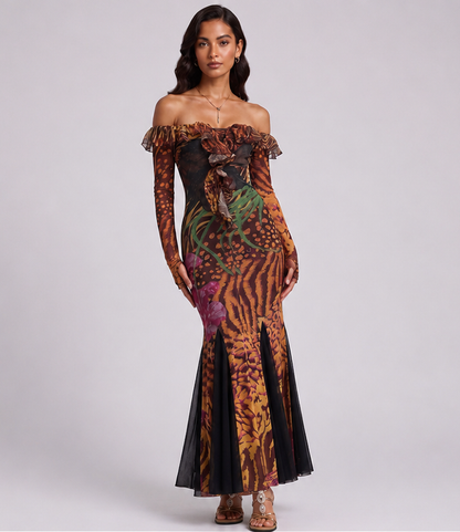 Brown Mesh Mermaid Dress