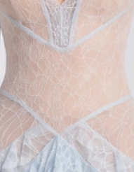 Light Blue Floral Lace Tiered A-Line Gown