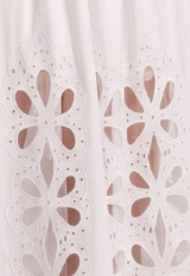 White Cotton Poplin A-Line Maxi Dress with Eyelet Embroidery