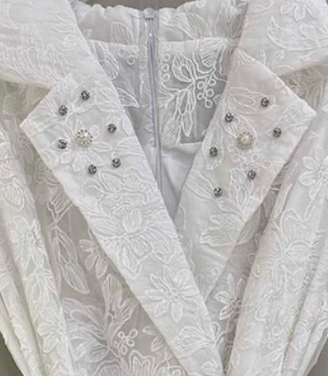 White Floral Lace A-Line Midi Dress