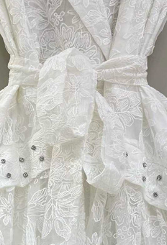 White Floral Lace A-Line Midi Dress