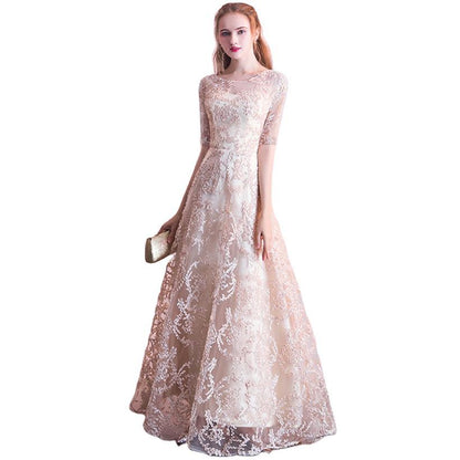 Queena Elegant  Evening Gown maxi dress— Champagne