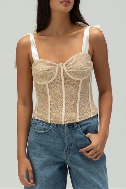 WEST OF MELROSE Womens Lace Corset Top