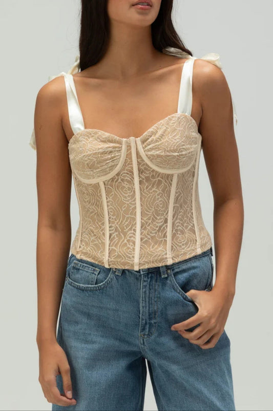 WEST OF MELROSE Womens Lace Corset Top