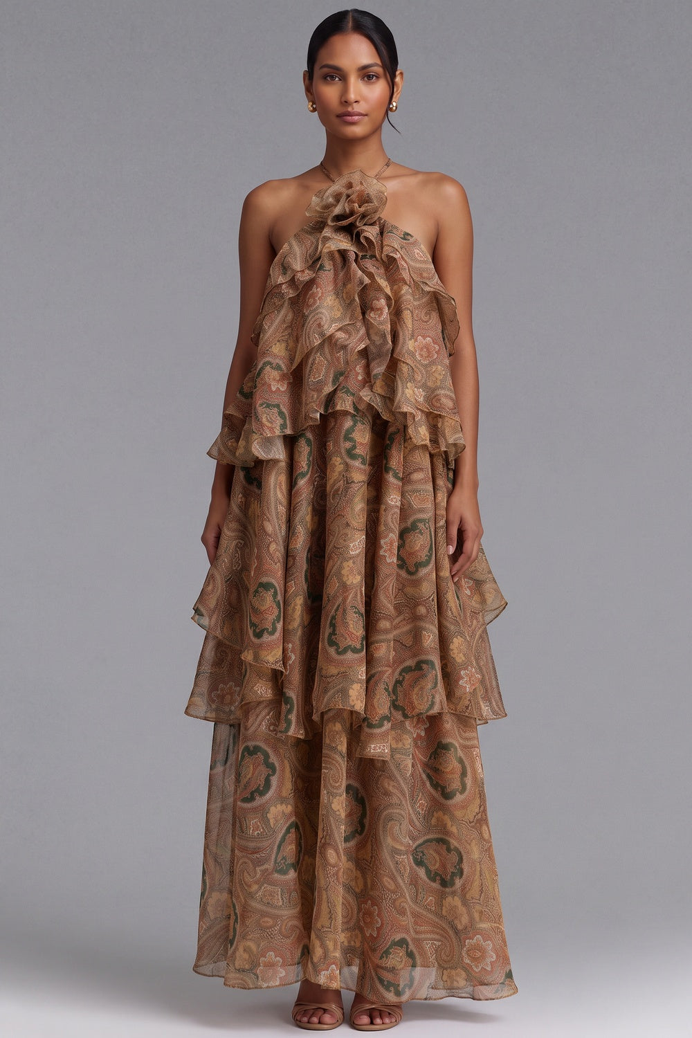 Paisley Ruffle Maxi Dress Premium Fabric - product view 2