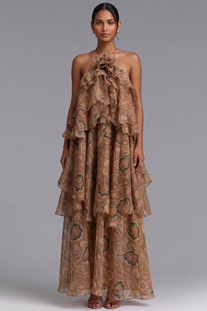 Paisley Ruffle Maxi Dress Premium Fabric - product view 2